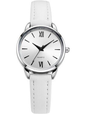 Women's White Analog Quartz Leather Strap Small Luxury Minimalist Wrist Watch